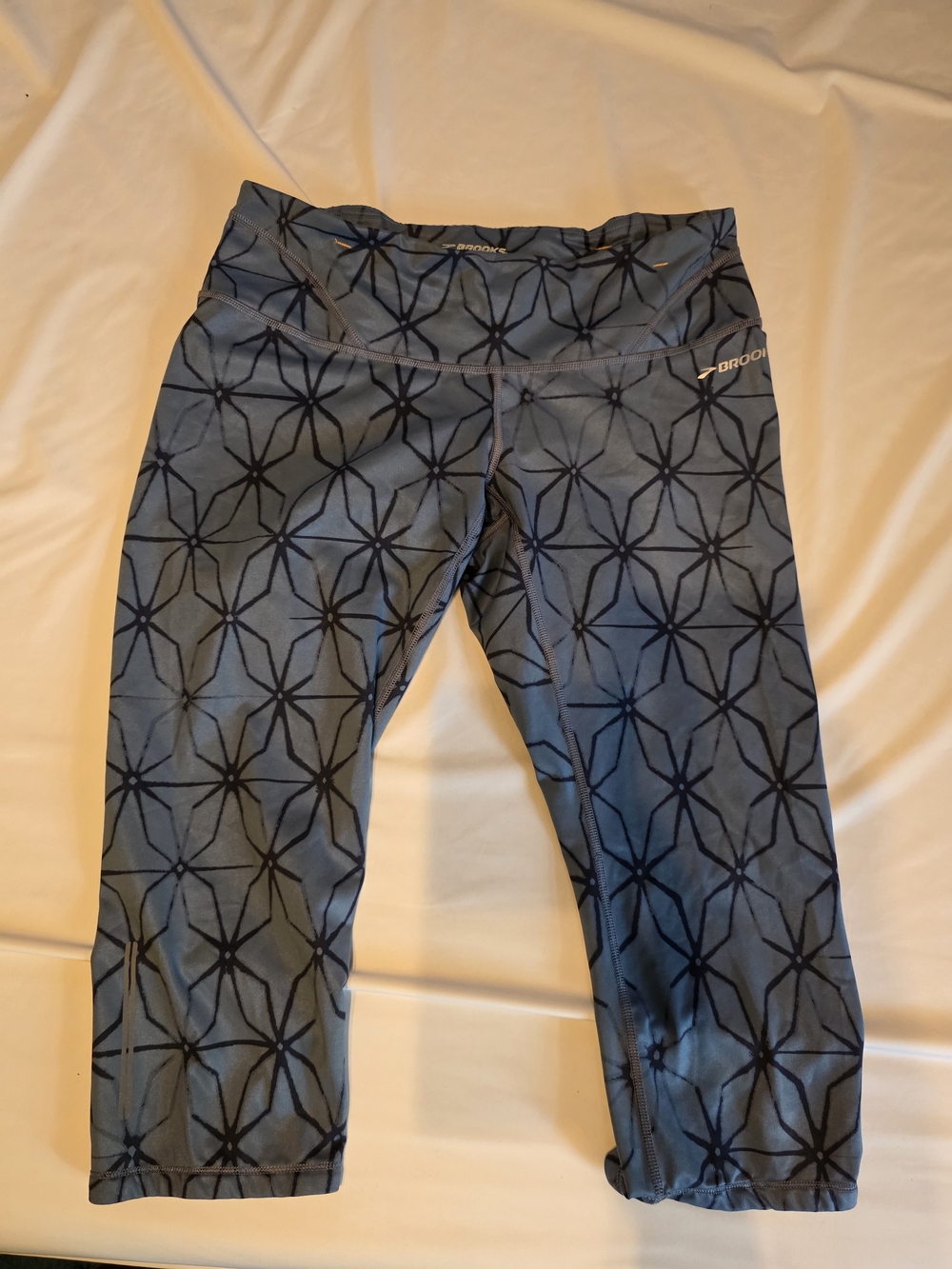 Brooks Navy Geometric Capri Leggings